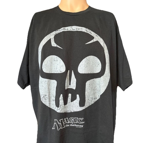 2021 Wizards Magic The Gathering Black & Gray Skull Shirt Size 2XL Mens - Picture 1 of 6